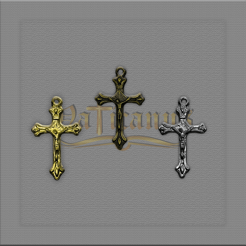 Crucifixo 3cm x 2cm para montagem de terços níquel