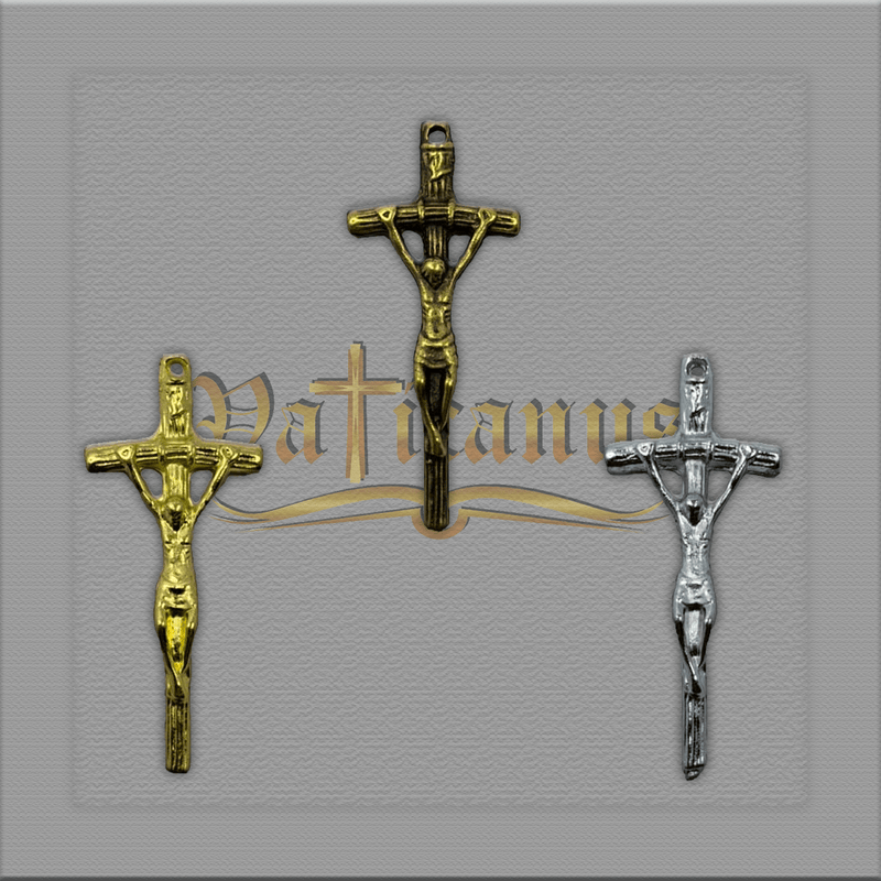 CRUCIFIXO VERGADO DO PAPA PARA TERÇOS 4,5cm x 2,1cm