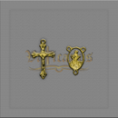 Kit Crucifixo 3cm x 2cm e Entremeio Entremeio N.SRA. DA PAZ 2,4cm x 1,4cm