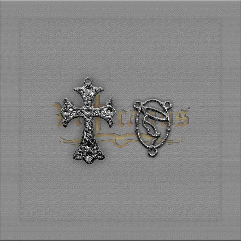 KIT CRUCIFIXO 4,5 x 3cm E ENTREMEIO 2cm x 1,5cm PARA TERÇOS