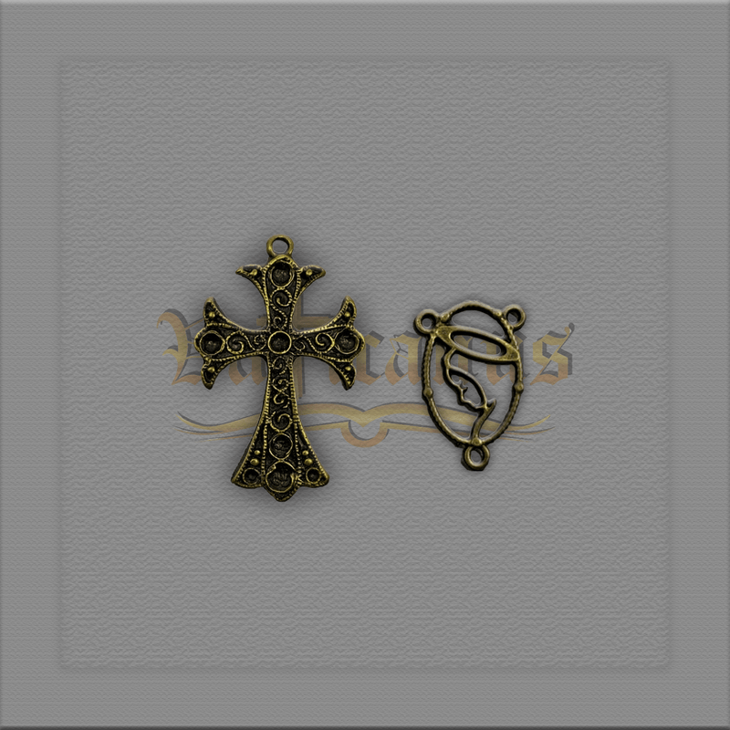 KIT CRUCIFIXO 4,5 x 3cm E ENTREMEIO 2cm x 1,5cm PARA TERÇOS