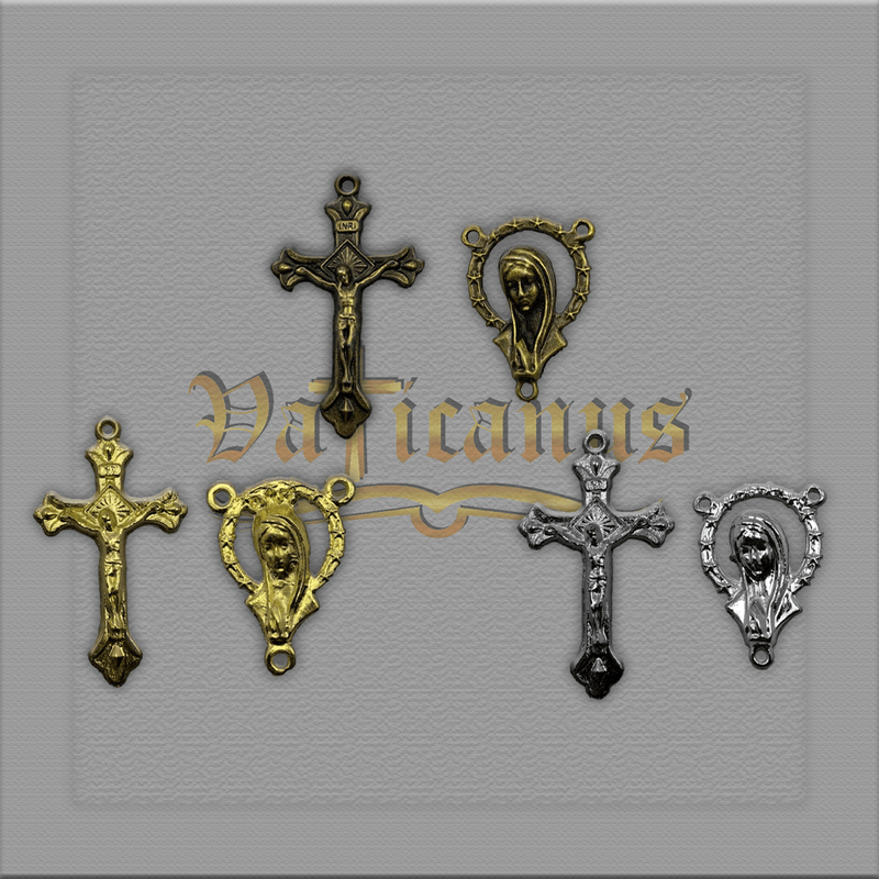 Kit Crucifixo e entremeio N. senhora para montagem de terço