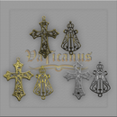 KIT CRUZ VAZADA TRABALHADA 5cm x 3,8CM E ENTREMEIO N.SRA. 3,5CM X 2,2CM