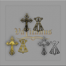 KIT CRUCIFIXO TRABALHADO 3,8 X 2,7CM E ENTREMEIO N.SRA. APARECIDA 3CM X 2CM