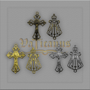 KIT CRUCIFIXO TRABALHADO 3,8 X 2,7CM E ENTREMEIO VAZADO 3,5CM X 2,2CM