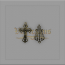 KIT CRUCIFIXO TRABALHADO 3,8 X 2,7CM E ENTREMEIO VAZADO 3,5CM X 2,2CM