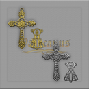 KIT CRUZ 6,5 x 4,5cm E ENTREMEIO 3cm x 2cm P/ TERÇOS DE NOIVA