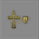 KIT CRUZ 6,5x 4,5cm E ENTREMEIO N.SRA. DAS GRAÇAS 2,5 x 1,5cm P/ TERÇOS DE NOIVA