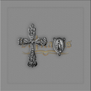 KIT CRUZ 6,5x 4,5cm E ENTREMEIO N.SRA. DAS GRAÇAS 2,5 x 1,5cm P/ TERÇOS DE NOIVA