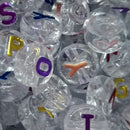 LETRA PASSANTE REDONDA TRANSPARENTE C/ COLORIDA 10MM EM ACRÍLICO COM 50G ( Mais ou menos 160 bolinhas)