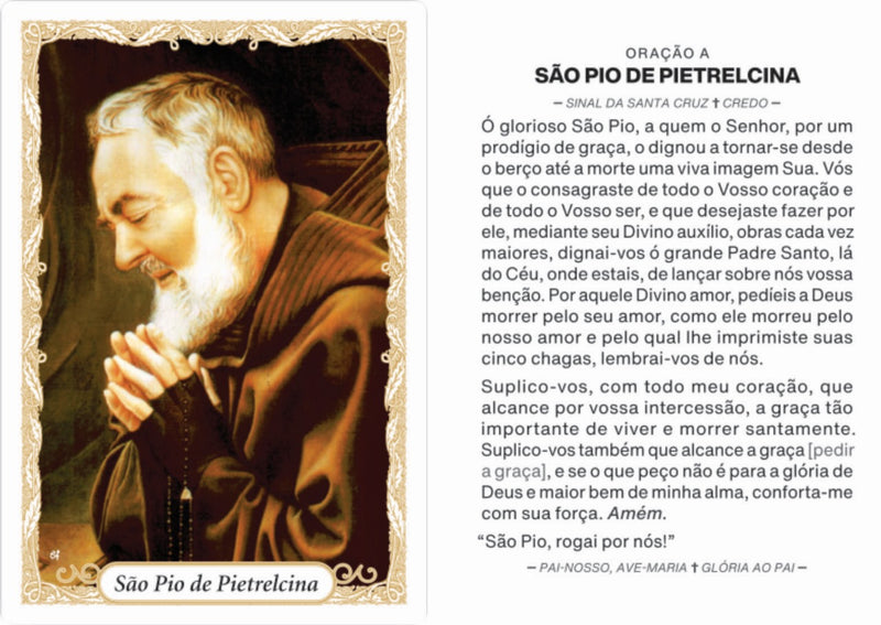 SÃO PIO DE PIETRELCINA - PACOTE C/ 100 SANTINHOS DE PAPEL