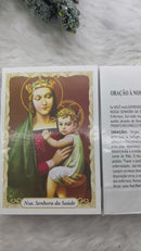 NOSSA SENHORA DA SAÚDE - PACOTE COM 100 SANTINHOS DE PAPEL