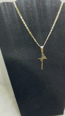 Pingente Cruz "Fé" em Aço Inox Dourado