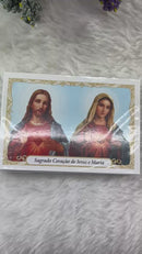 SAGRADO CORAÇÃO DE JESUS E MARIA - PACOTE C/ 100 SANTINHOS DE PAPEL