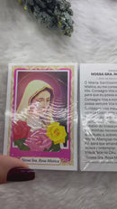 Nossa Senhora Rosa Mística ( pacote com 100) Santinho de papel