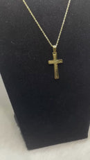 Pingente Cruz com Corrente e Oração do Pai Nosso em Aço Inox Dourado