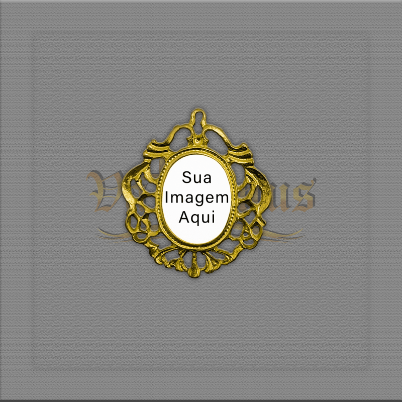 MEDALHA TIPO RELICÁRIO PERSONALIZADA 4,5 x 4cm ( PACOTE COM 5)