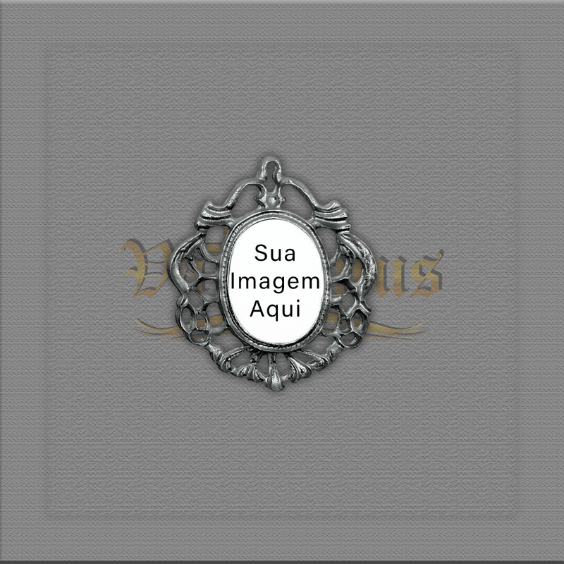 MEDALHA TIPO RELICÁRIO PERSONALIZADA 4,5 x 4cm ( PACOTE COM 5)