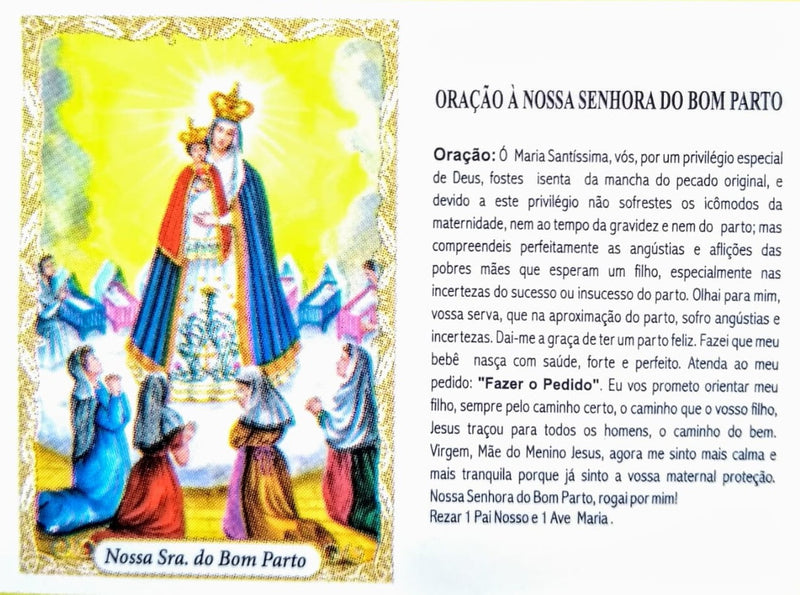 Santinho de Papel Nossa Senhora do Bom Parto (Pacote com 100)