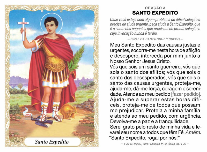 SANTO EXPEDITO - PACOTE C/ 100 SANTINHOS DE PAPEL