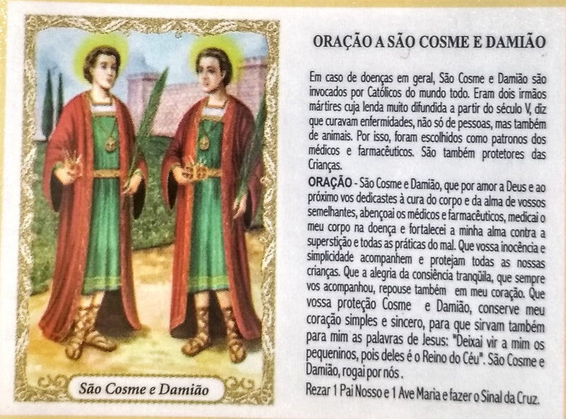 SÃO COSME E DAMIÃO - PACOTE C/ 100 SANTINHOS DE PAPEL