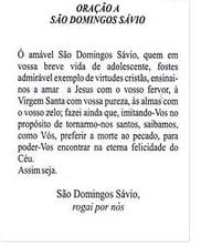 SÃO DOMINGOS SÁVIO - PACOTE C/ 100 SANTINHOS DE PAPEL