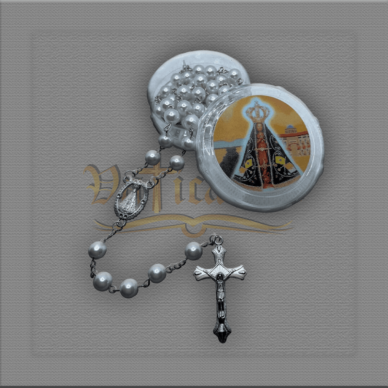 TERÇO PEROLA N.SRA.APARECIDA 08MM C/ CAIXINHA PERSONALIZADA